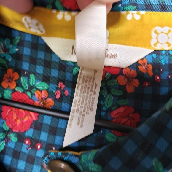 Matilda Jane Choose Your Own Path Shirt Dress S Teal Floral Button Down - Picture 6 of 11